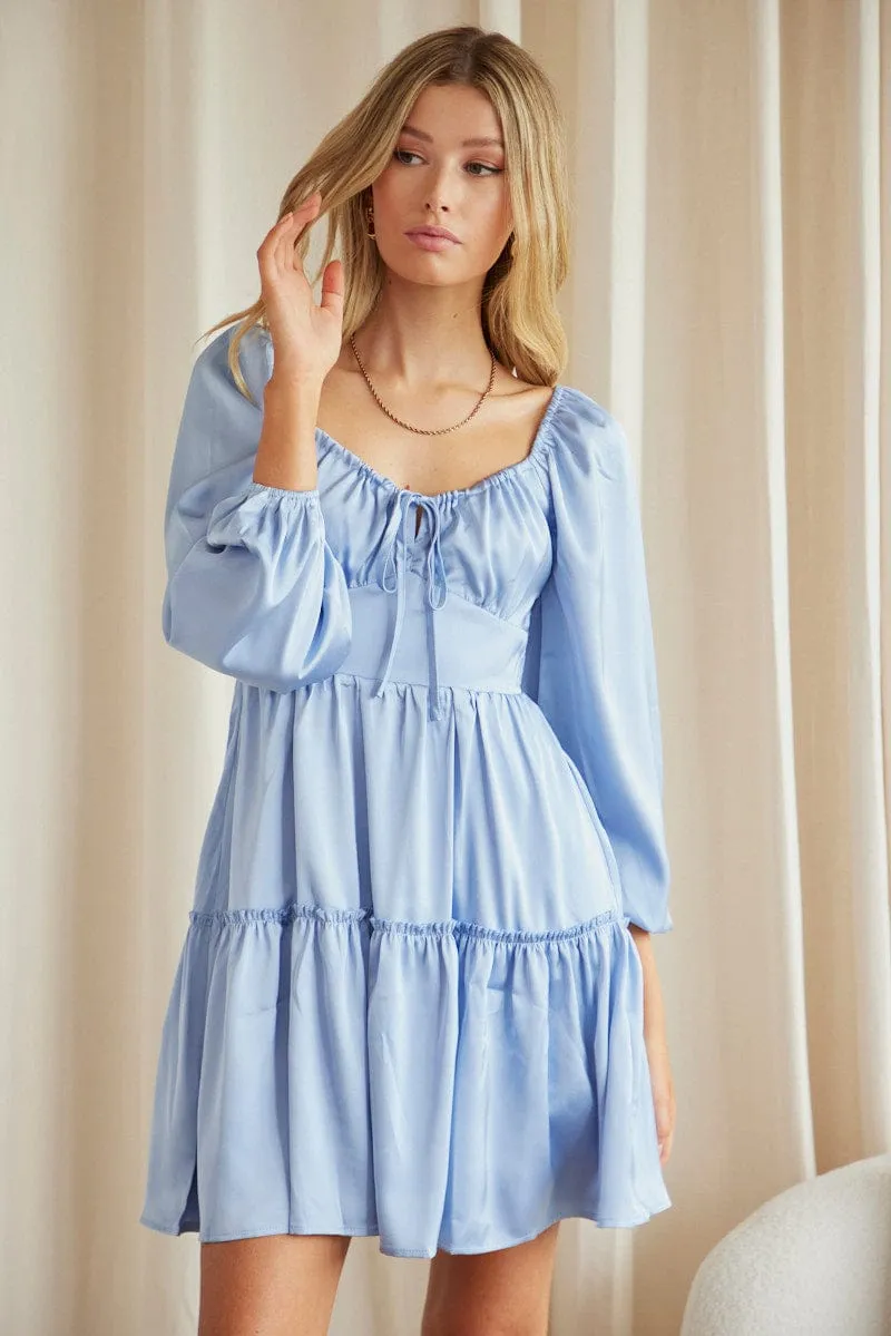 Blue Ruffle Skater Dress sold by Ally Fashion product image thumbnail 3