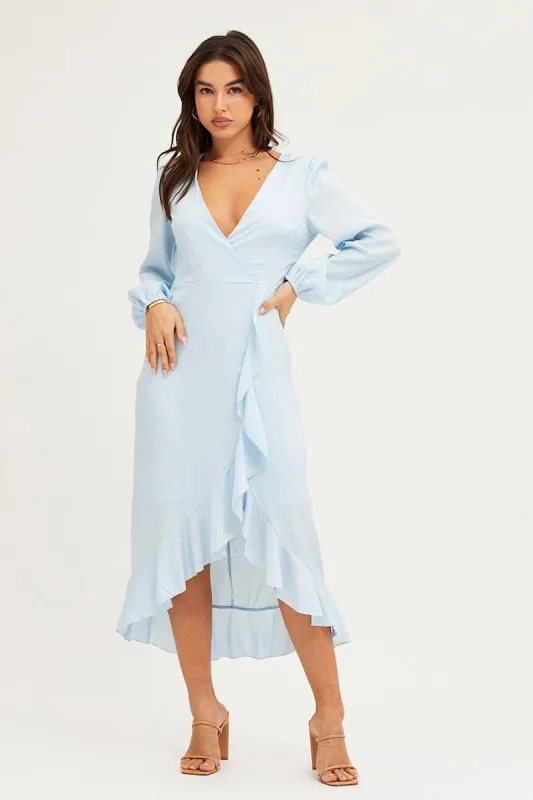 Blue Wrap Midi Dress sold by Ally Fashion