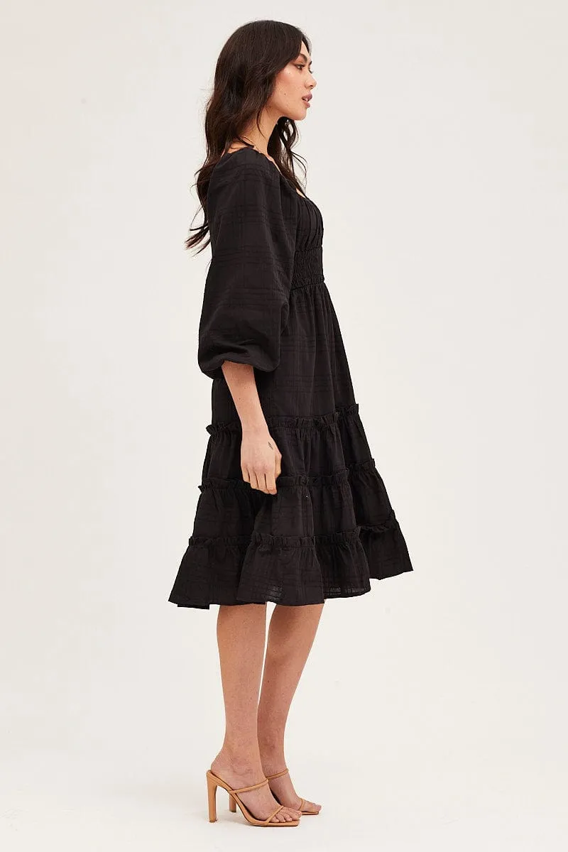 Black Ruffle Midi Dress sold by Ally Fashion product image thumbnail 4