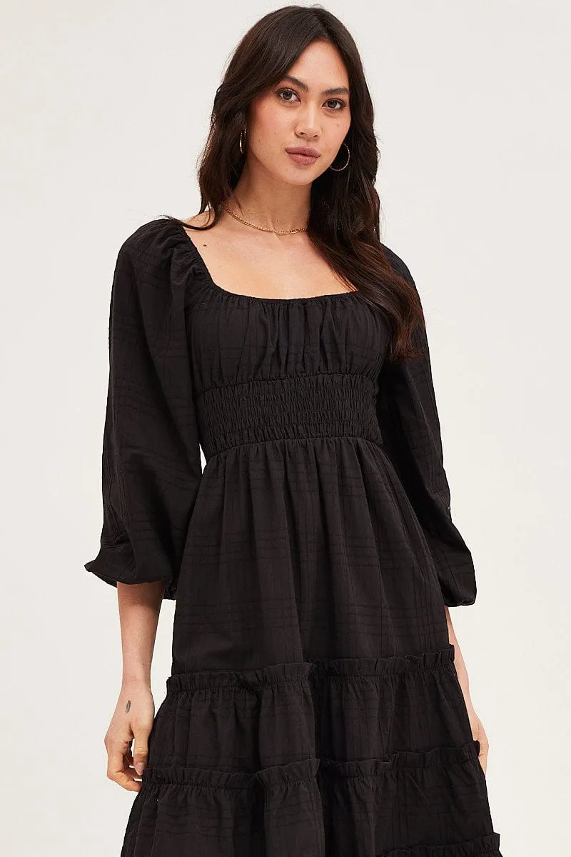 Black Ruffle Midi Dress sold by Ally Fashion product image thumbnail 2