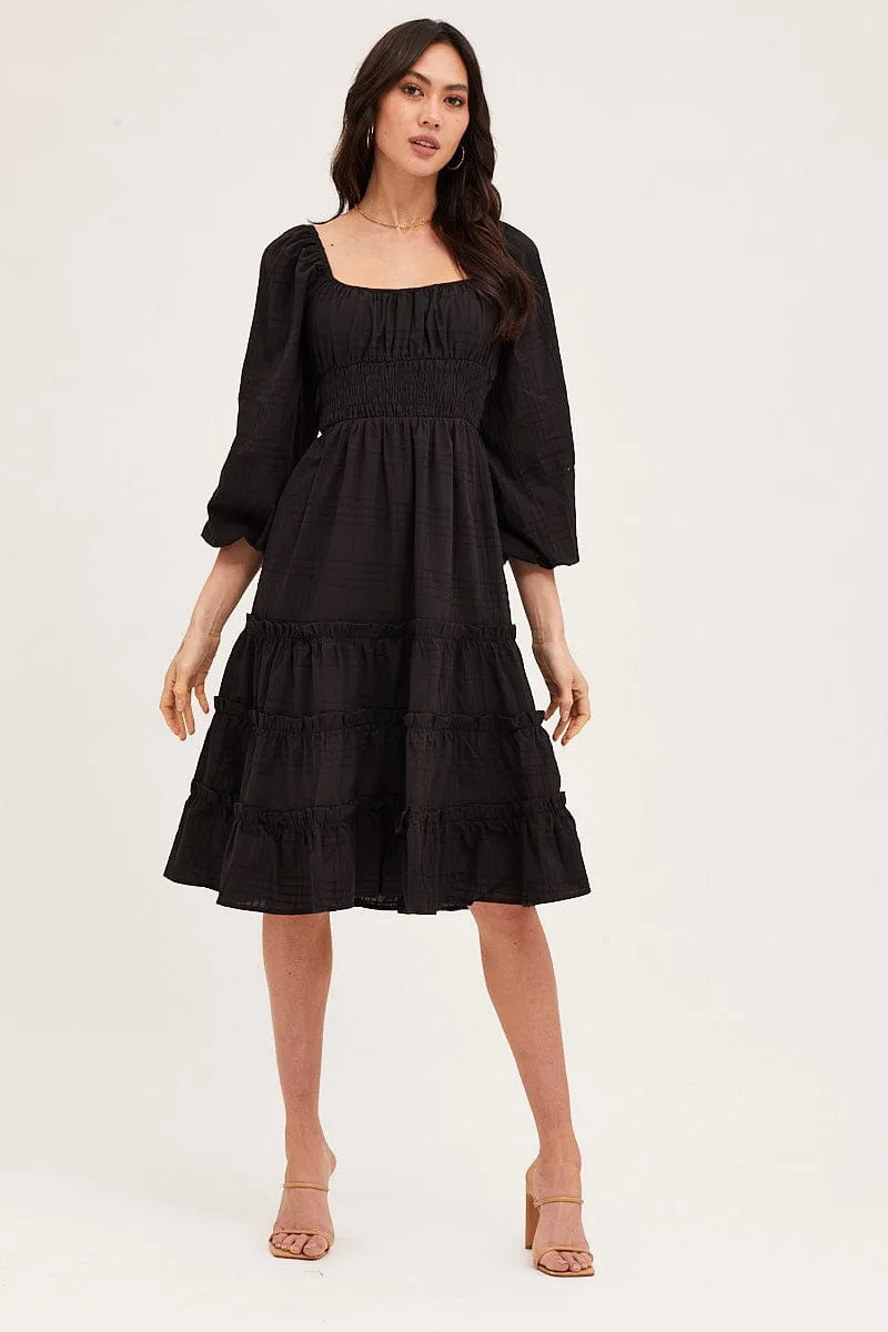 Black Ruffle Midi Dress sold by Ally Fashion product image thumbnail 3