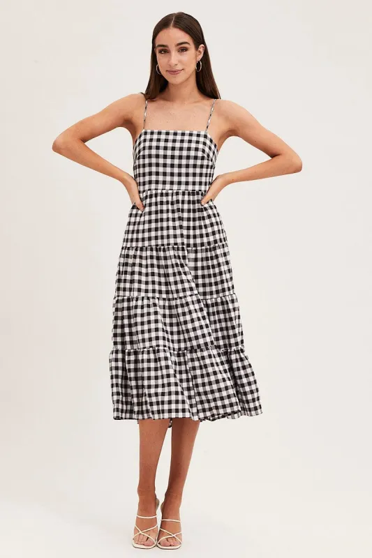 Check Dress Maxi Square Neck sold by Ally Fashion