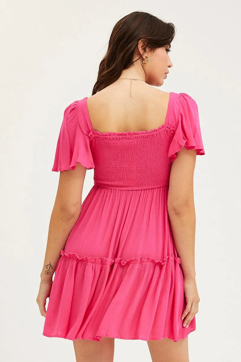 Pink Skater Dress Short Sleeve Mini sold by Ally Fashion product image thumbnail 5