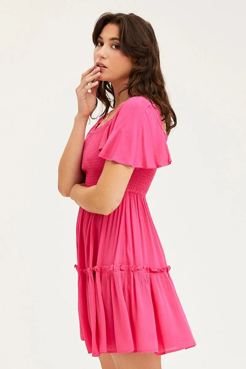 Pink Skater Dress Short Sleeve Mini sold by Ally Fashion product image thumbnail 3