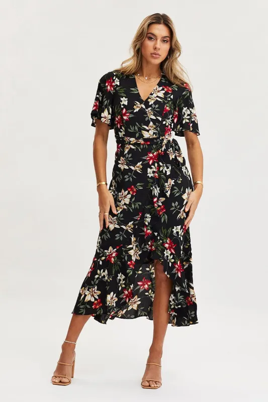 Print Dress Short Sleeve Maxi sold by Ally Fashion