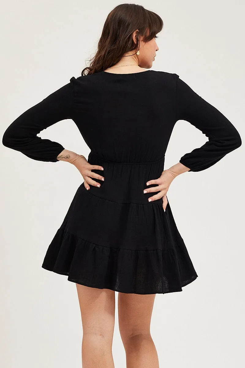 Black Skater Dress Long Sleeve Mini sold by Ally Fashion product image thumbnail 5