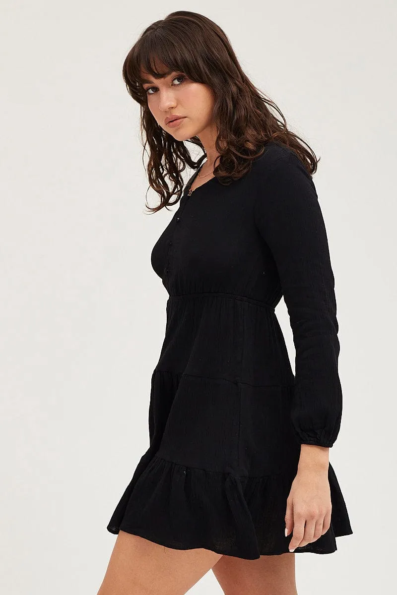 Black Skater Dress Long Sleeve Mini sold by Ally Fashion product image thumbnail 4