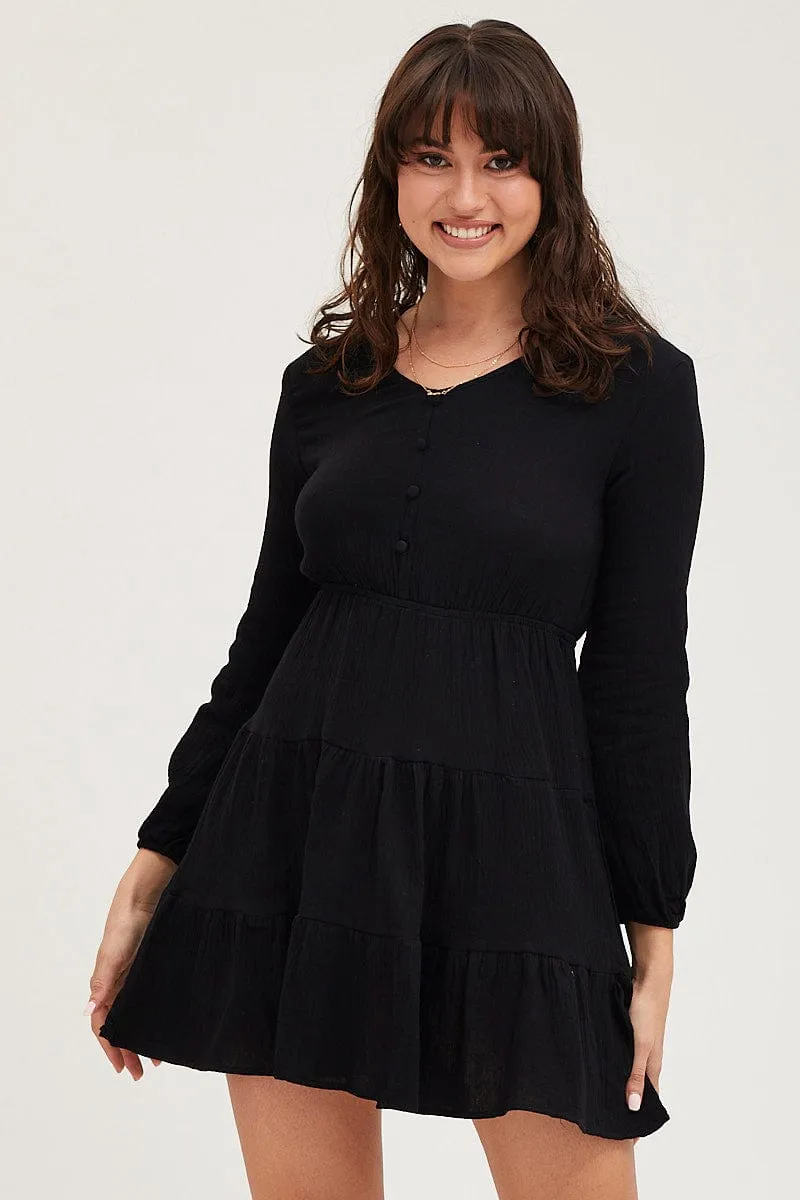 Black Skater Dress Long Sleeve Mini sold by Ally Fashion