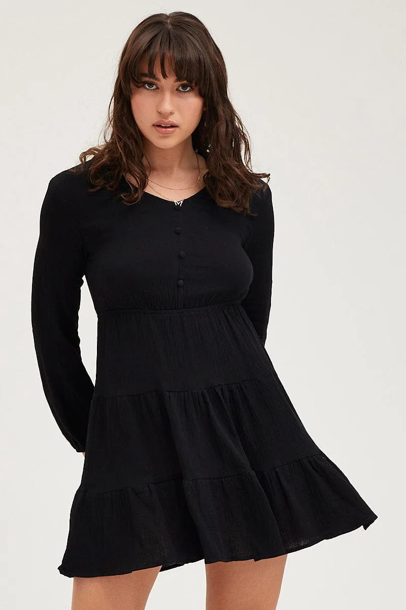Black Skater Dress Long Sleeve Mini sold by Ally Fashion product image thumbnail 3