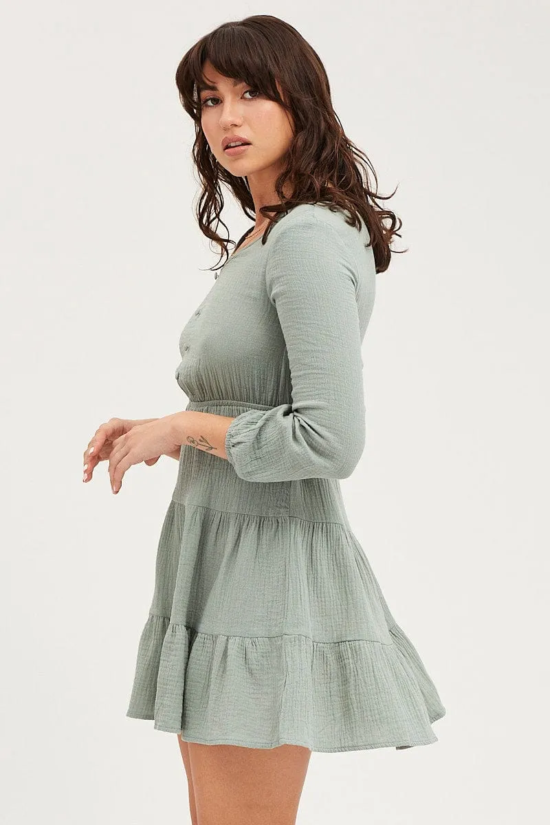 Green Skater Dress Long Sleeve Mini sold by Ally Fashion product image thumbnail 4