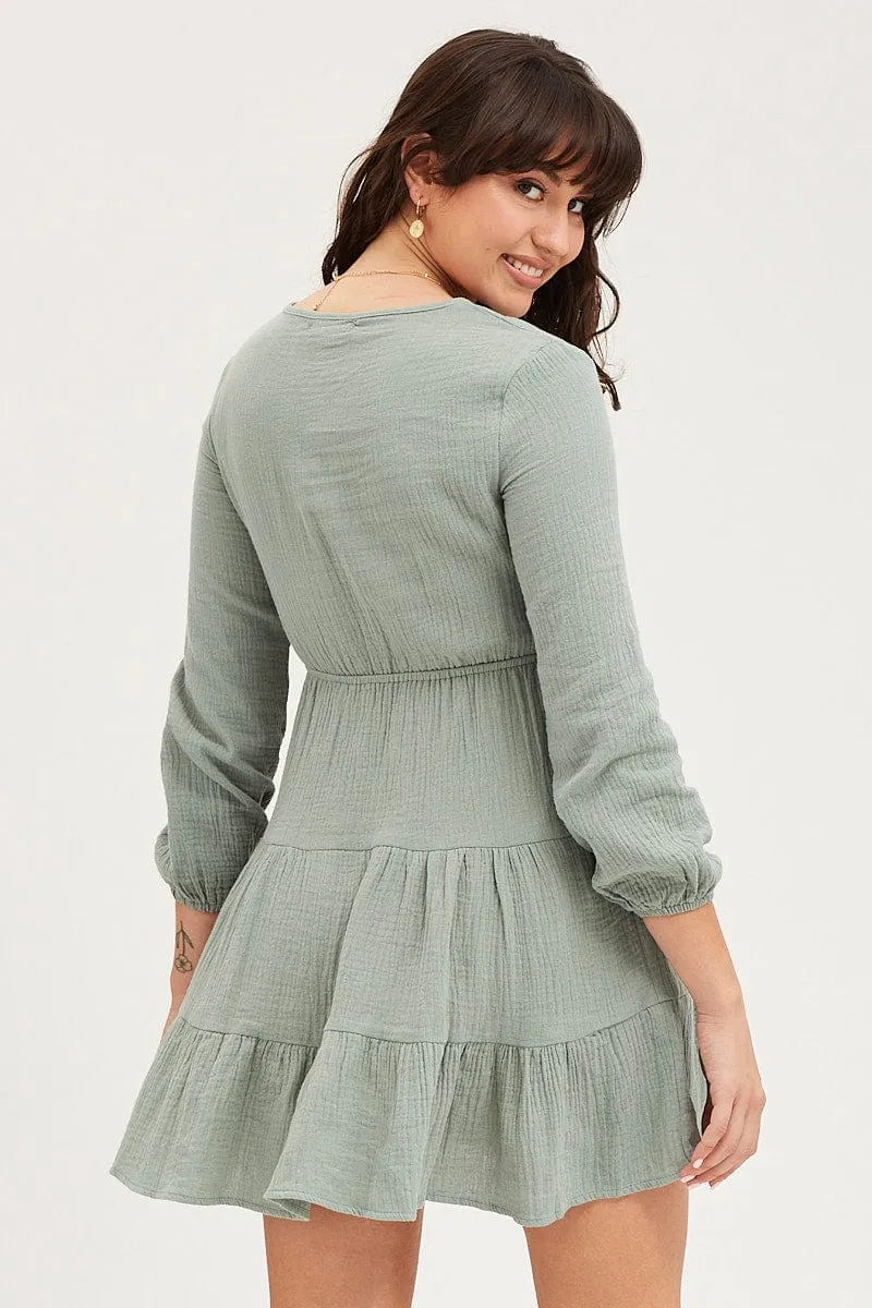 Green Skater Dress Long Sleeve Mini sold by Ally Fashion product image thumbnail 5