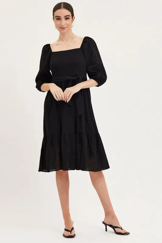 Black Dress Puff Sleeve Maxi sold by Ally Fashion