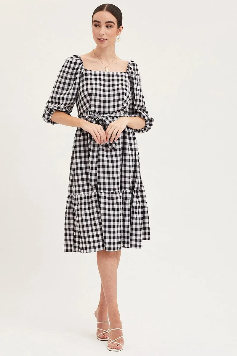 Check Dress Puff Sleeve Maxi sold by Ally Fashion product image thumbnail 3