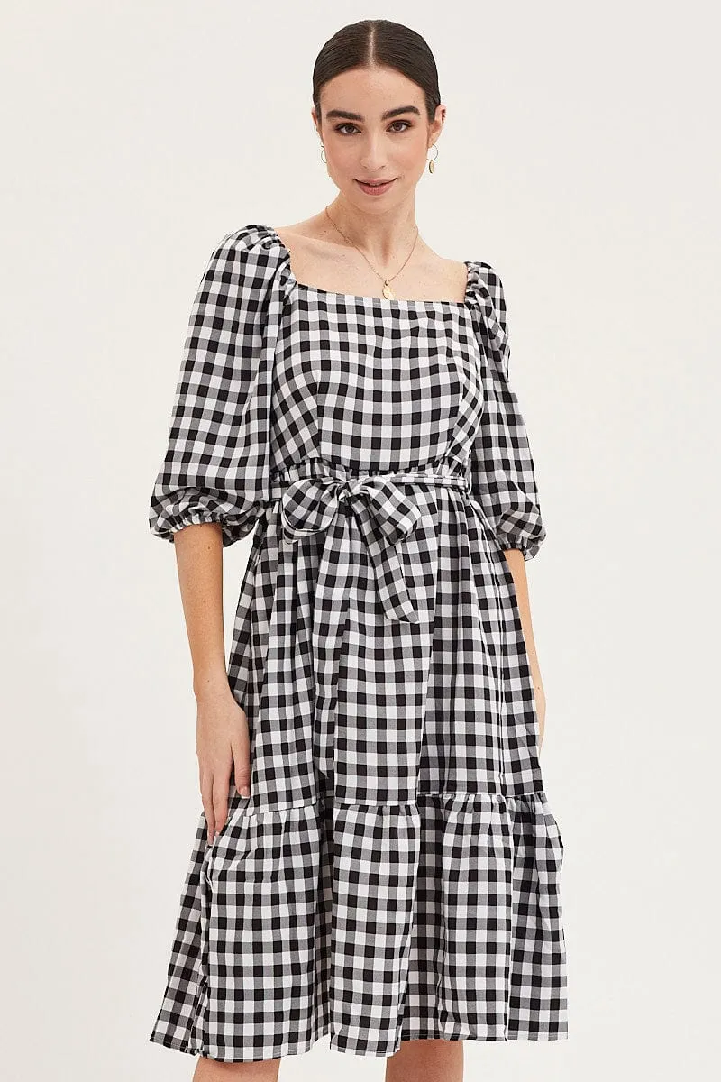 Check Dress Puff Sleeve Maxi sold by Ally Fashion product image thumbnail 2