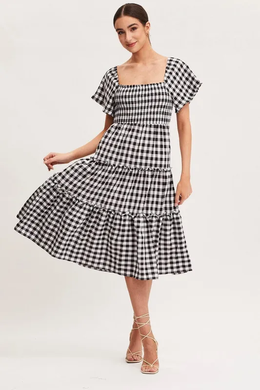 Check Dress Short Sleeve Maxi sold by Ally Fashion