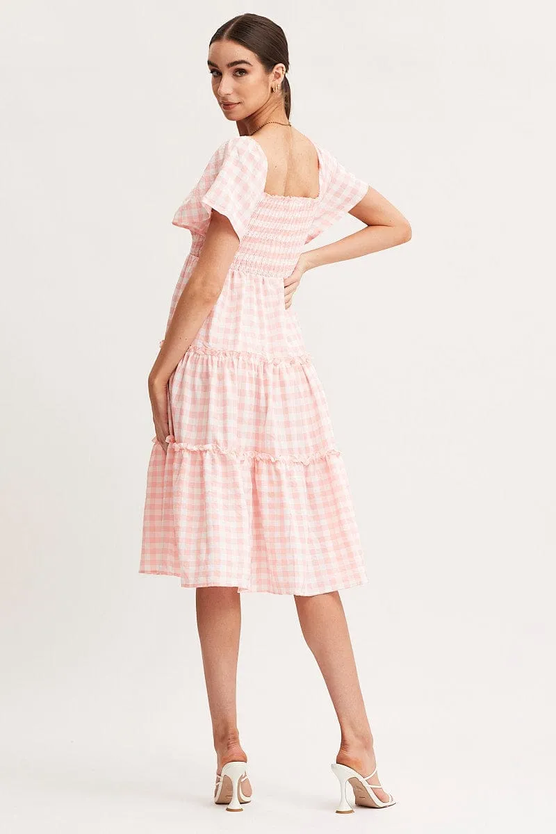 Check Dress Short Sleeve Midi sold by Ally Fashion product image thumbnail 5