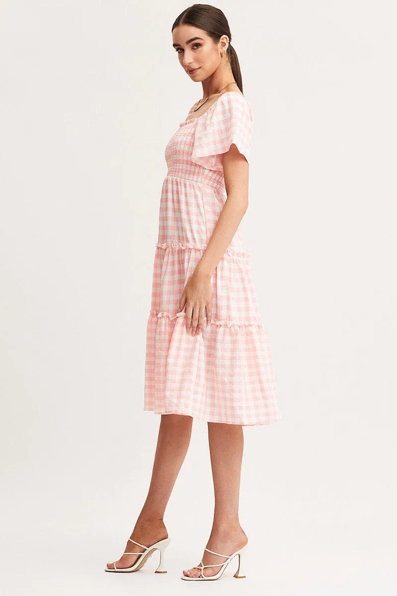 Check Dress Short Sleeve Midi sold by Ally Fashion product image thumbnail 4