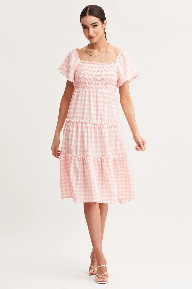 Check Dress Short Sleeve Midi sold by Ally Fashion