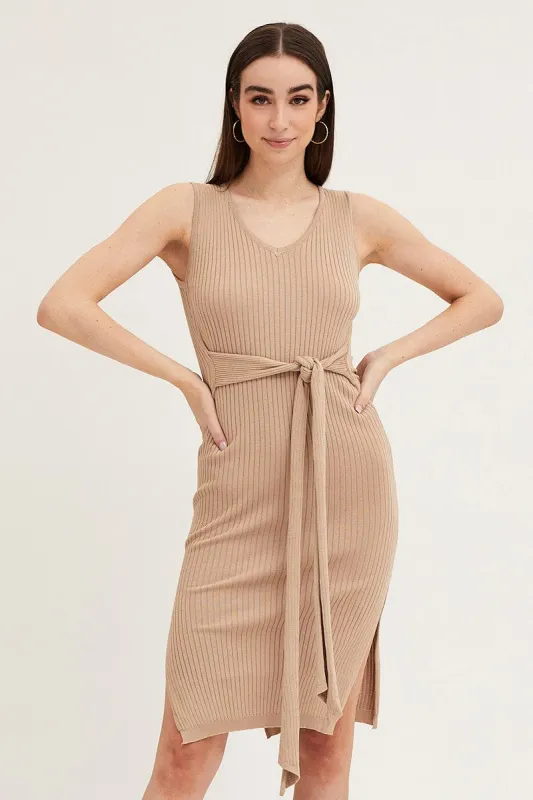 Brown Knit Midi Dress sold by Ally Fashion