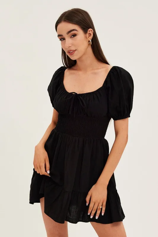 Black Skater Dress Short Sleeve Mini sold by Ally Fashion
