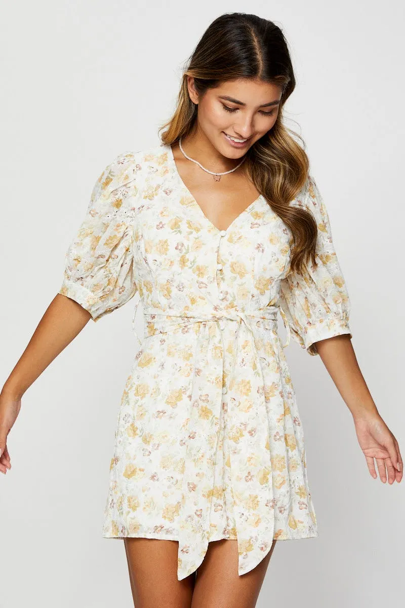 Print Dress Puff Sleeve Mini sold by Ally Fashion product image thumbnail 3