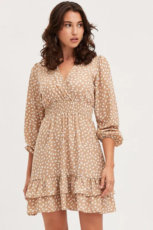 Geo Print Skater Dress Long Sleeve Mini sold by Ally Fashion