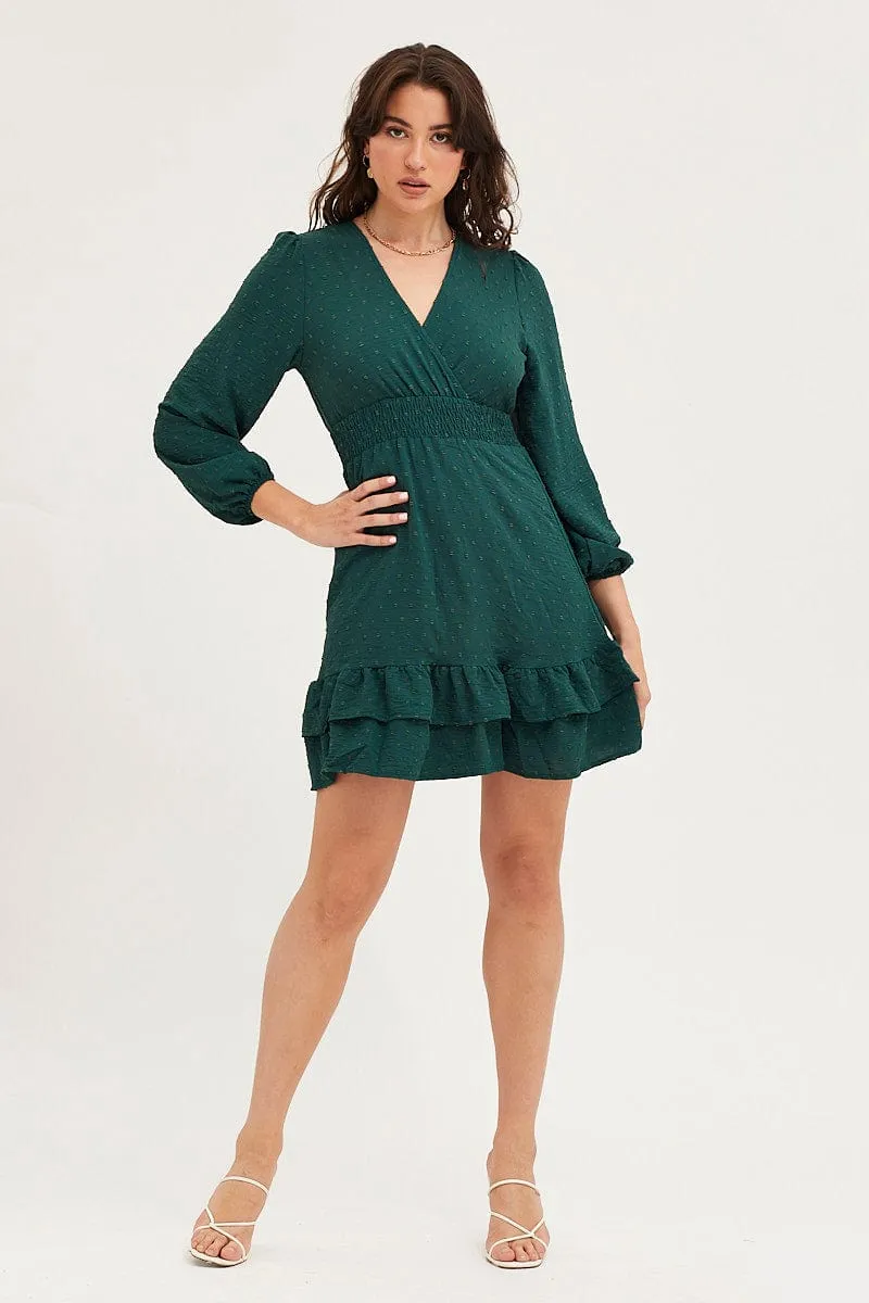Green Skater Dress Long Sleeve Mini Knit sold by Ally Fashion product image thumbnail 2