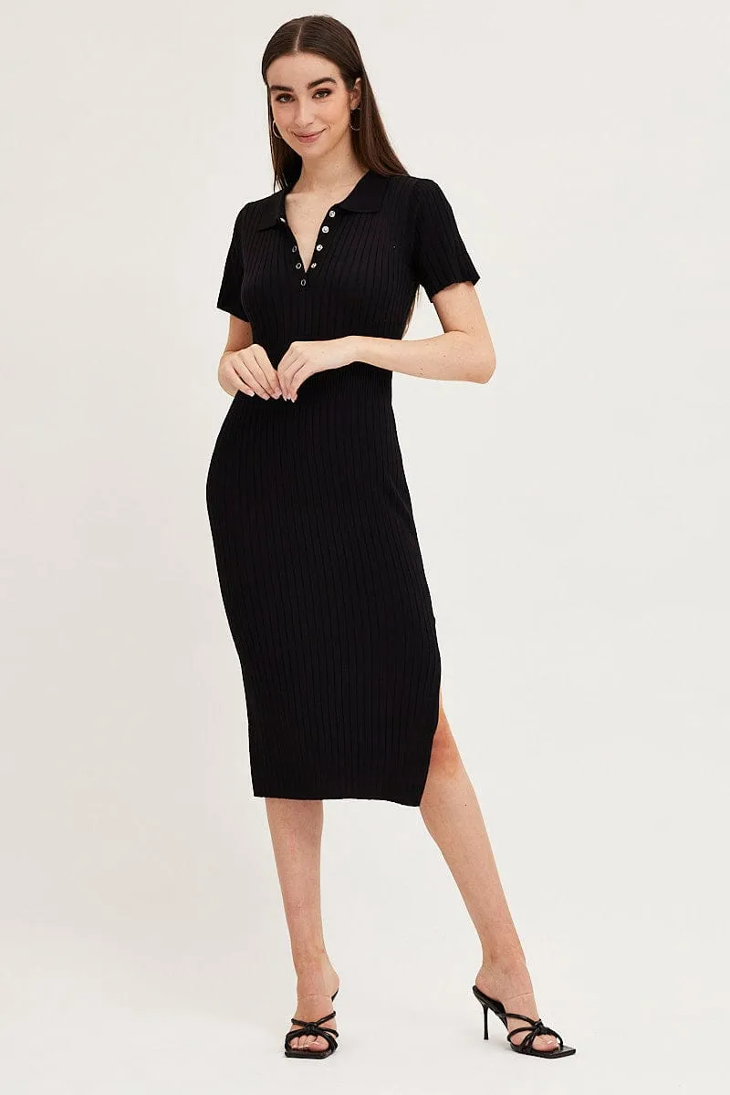 Black Bodycon Dress Short Sleeve Mini Knit sold by Ally Fashion