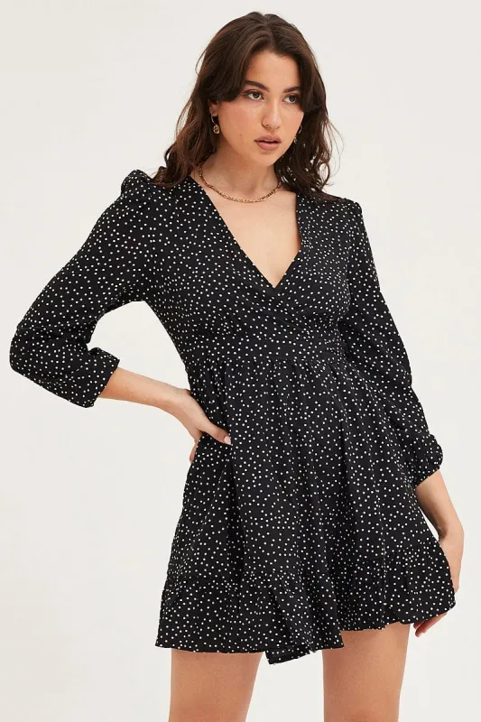 Polka Dot Wrap Dress Long Sleeve Mini sold by Ally Fashion