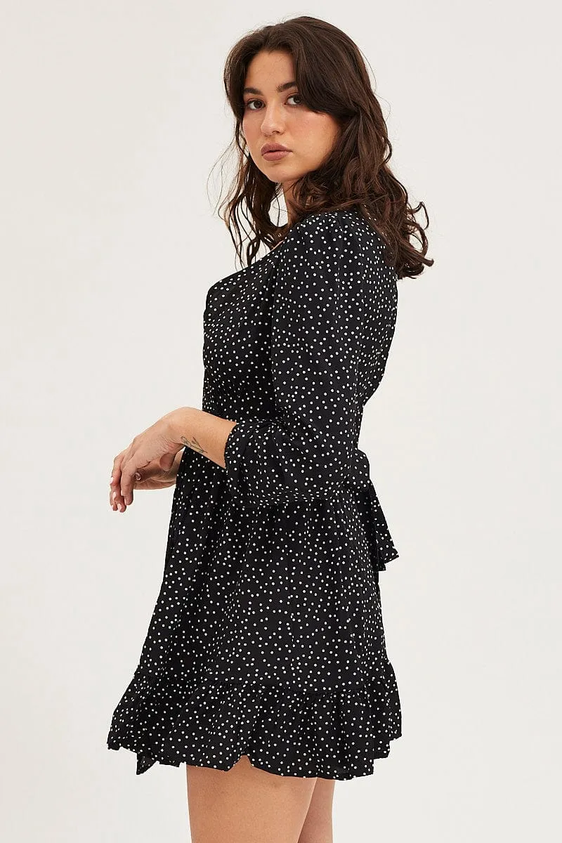 Polka Dot Wrap Dress Long Sleeve Mini sold by Ally Fashion product image thumbnail 4