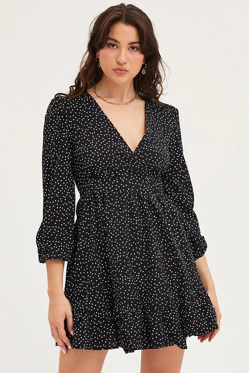 Polka Dot Wrap Dress Long Sleeve Mini sold by Ally Fashion product image thumbnail 3