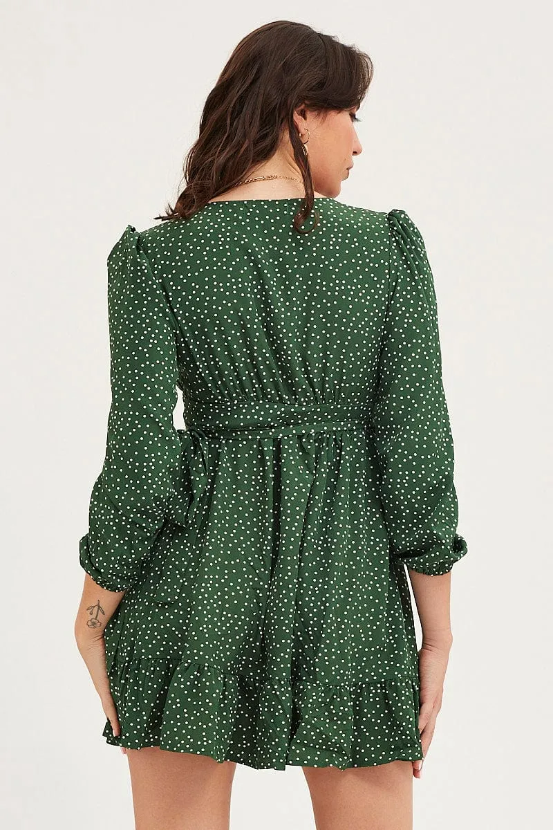 Polka Dot Wrap Dress Long Sleeve sold by Ally Fashion product image thumbnail 5
