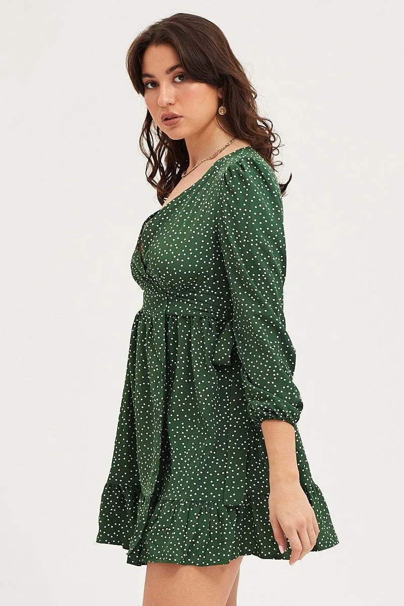 Polka Dot Wrap Dress Long Sleeve sold by Ally Fashion product image thumbnail 4