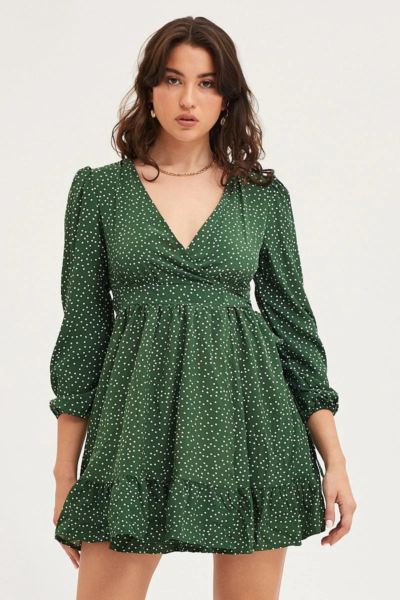 Polka Dot Wrap Dress Long Sleeve sold by Ally Fashion product image thumbnail 3