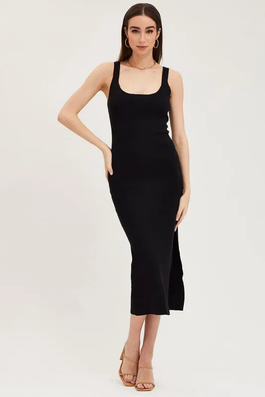 Black Cut Out Back Knit Dress sold by Ally Fashion