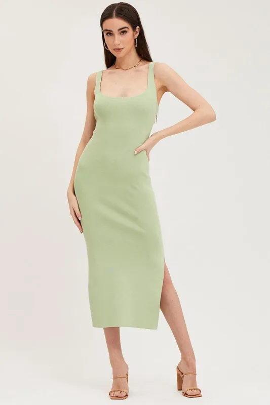 Green Cut Out Back Knit Dress sold by Ally Fashion