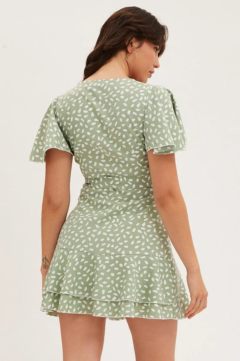 Green Geo Wrap Mini Dress sold by Ally Fashion product image thumbnail 5