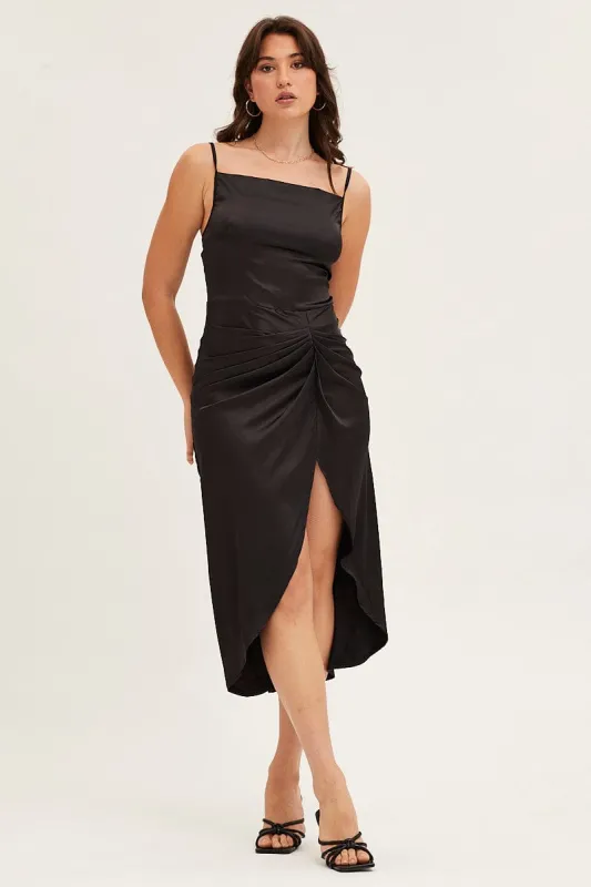 Black Cowl Neck Party Midi Dress sold by Ally Fashion