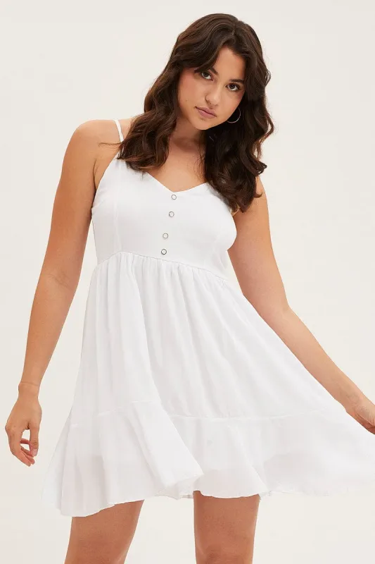 White Chiffon Skater Dress sold by Ally Fashion