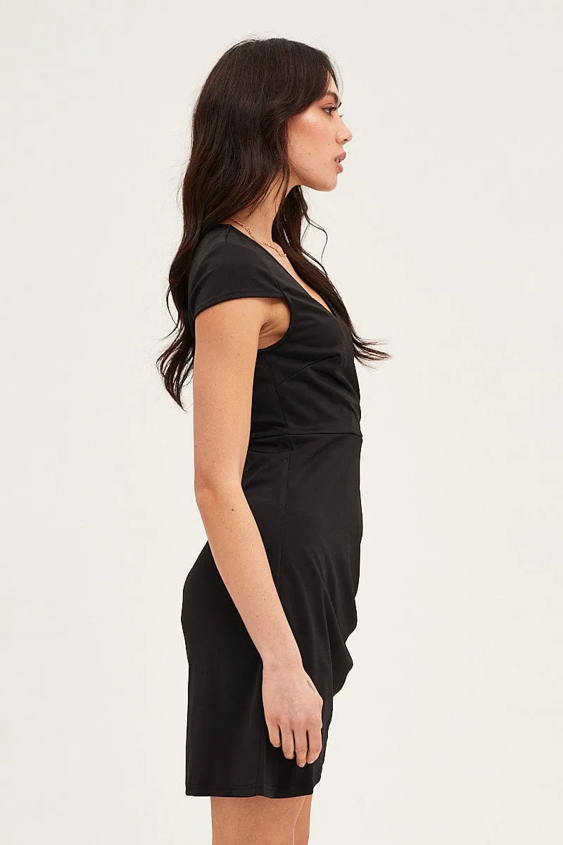 Black Bodycon Dress Short Sleeve Mini V Neck sold by Ally Fashion product image thumbnail 4