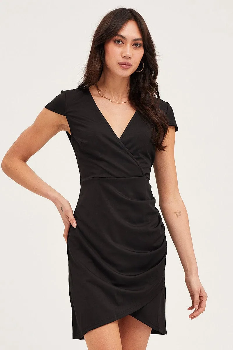 Black Bodycon Dress Short Sleeve Mini V Neck sold by Ally Fashion product image thumbnail 3