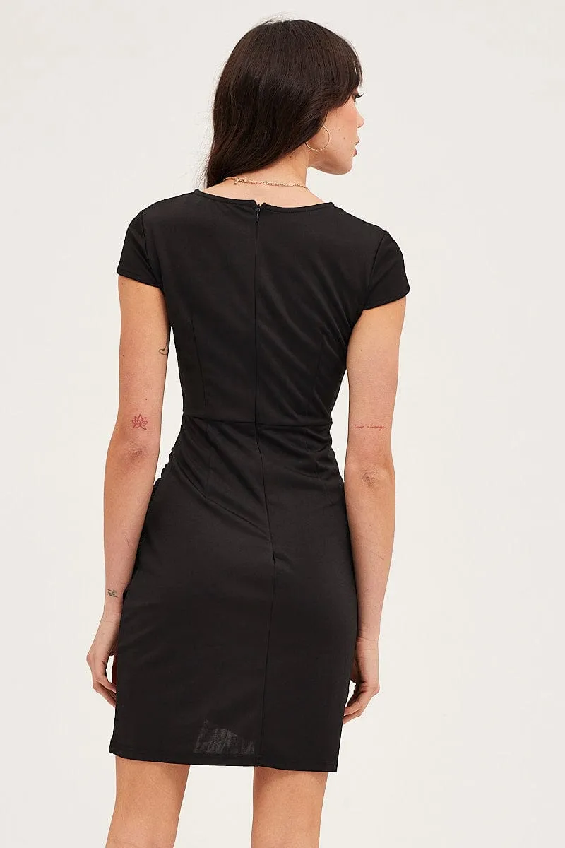 Black Bodycon Dress Short Sleeve Mini V Neck sold by Ally Fashion product image thumbnail 5