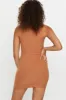Brown Sleeveless Collared Bodycon Dress sold by Ally Fashion