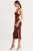Brown Keyhole Dress Sleeveless Midi Knit sold by Ally Fashion