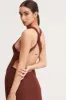 Brown Keyhole Dress Sleeveless Midi Knit sold by Ally Fashion