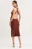 Brown Keyhole Dress Sleeveless Midi Knit sold by Ally Fashion