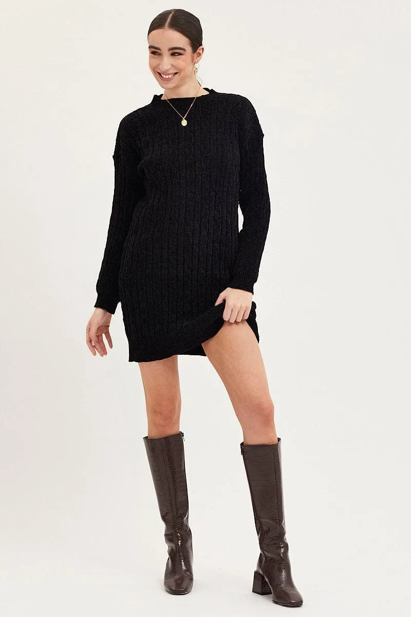 Black Dress Long Sleeve Mini Knit sold by Ally Fashion product image thumbnail 2