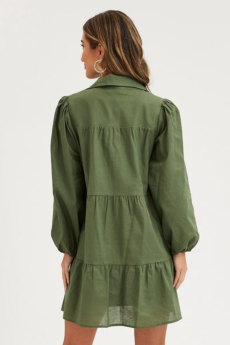Green Tiered Dress Long Sleeve Mini sold by Ally Fashion product image thumbnail 5