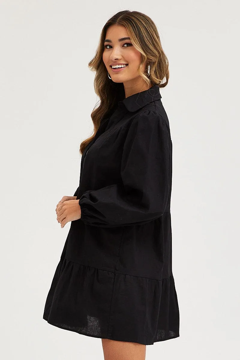 Black Tiered Dress Long Sleeve Mini sold by Ally Fashion product image thumbnail 4