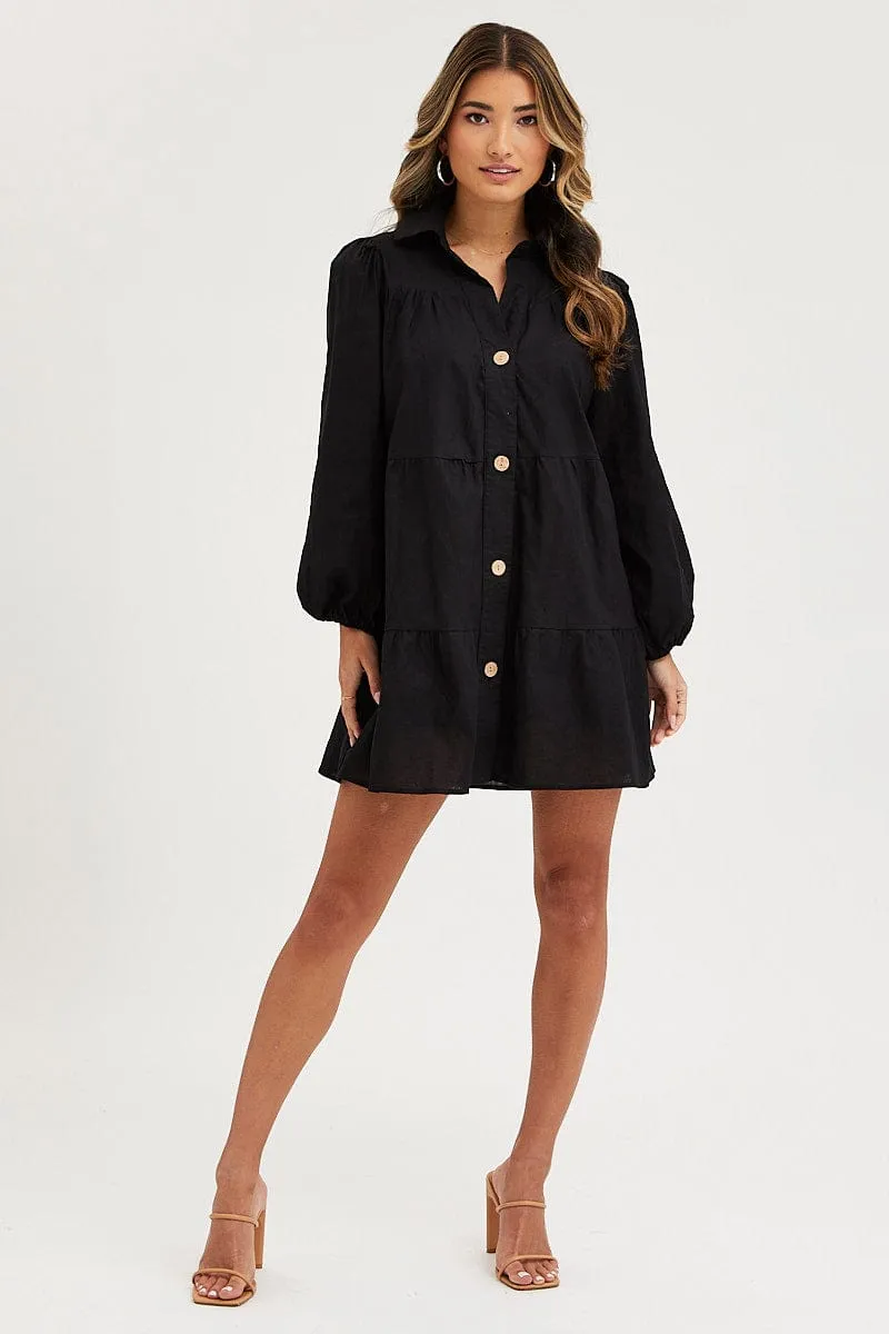 Black Tiered Dress Long Sleeve Mini sold by Ally Fashion product image thumbnail 2